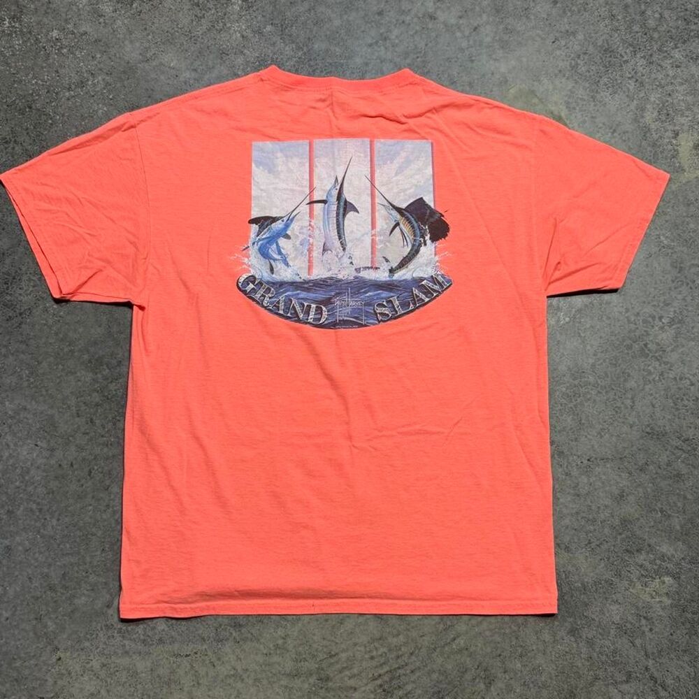 Vintage 90s Guy Harvey salmon graphic tee Size XL - Picture 3 of 5